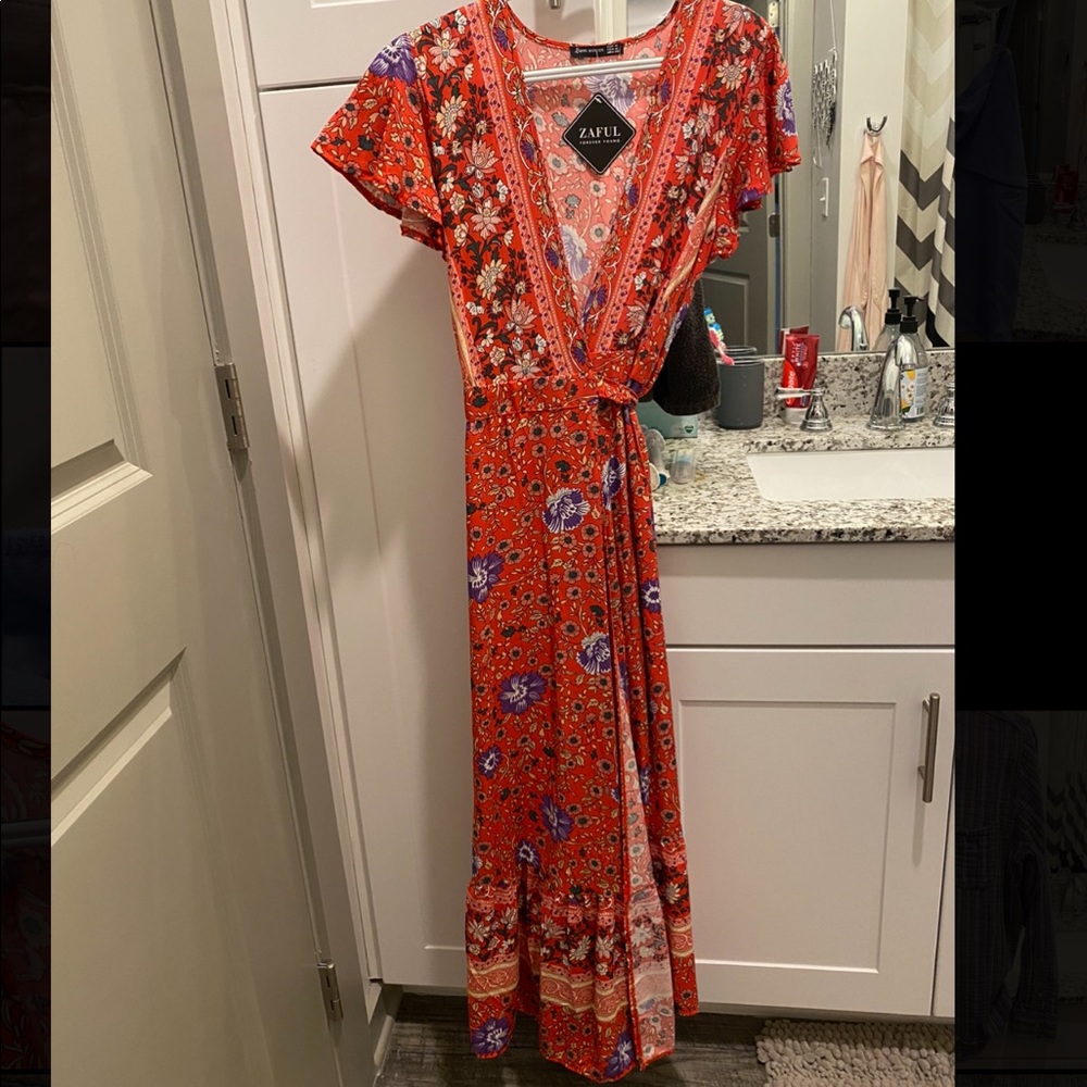 Zaful medium maxi bohemian tie around dress